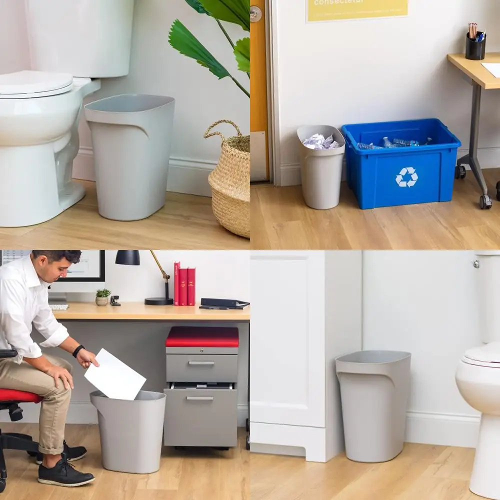 

6 Gallon Trash Bins with Handle, 3-Pack, Suitable for Home and Office, Gray