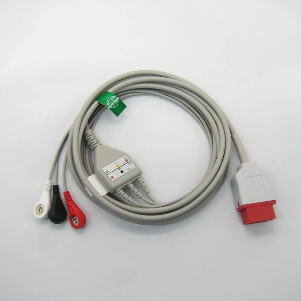 One-piece ECG Patient Cable IEC With 3leads 5leads Snap clip For Biomet BM7 ECG Electrocardiograph Monitor