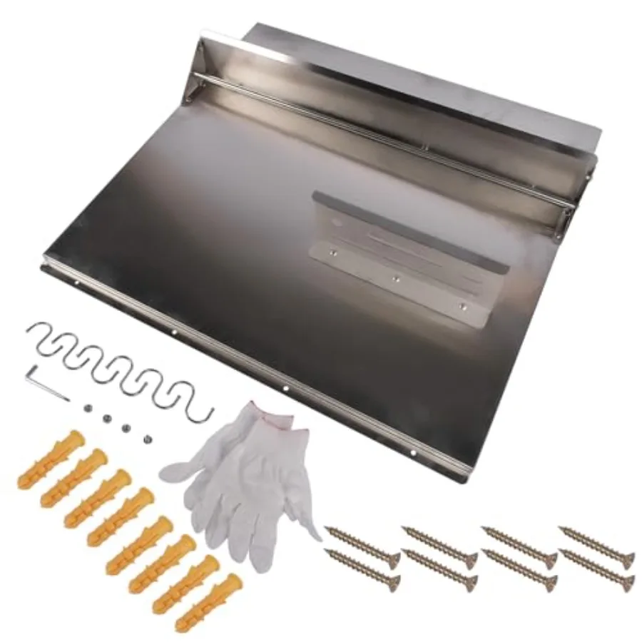 RIVER758 شفاط المطبخ الفضي من الفولاذ المقاوم للصدأ باكسبلاش مع رف تخزين رف معلق يُعلق على الحائط لإعادة تشكيل المطبخ 29.5 بوصة