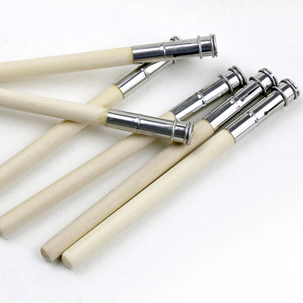 5pcs Pencil Extender Wood Handle Lightweight Extension For Round Hexagonal Pencils Writing Drawing Tool Students Artists