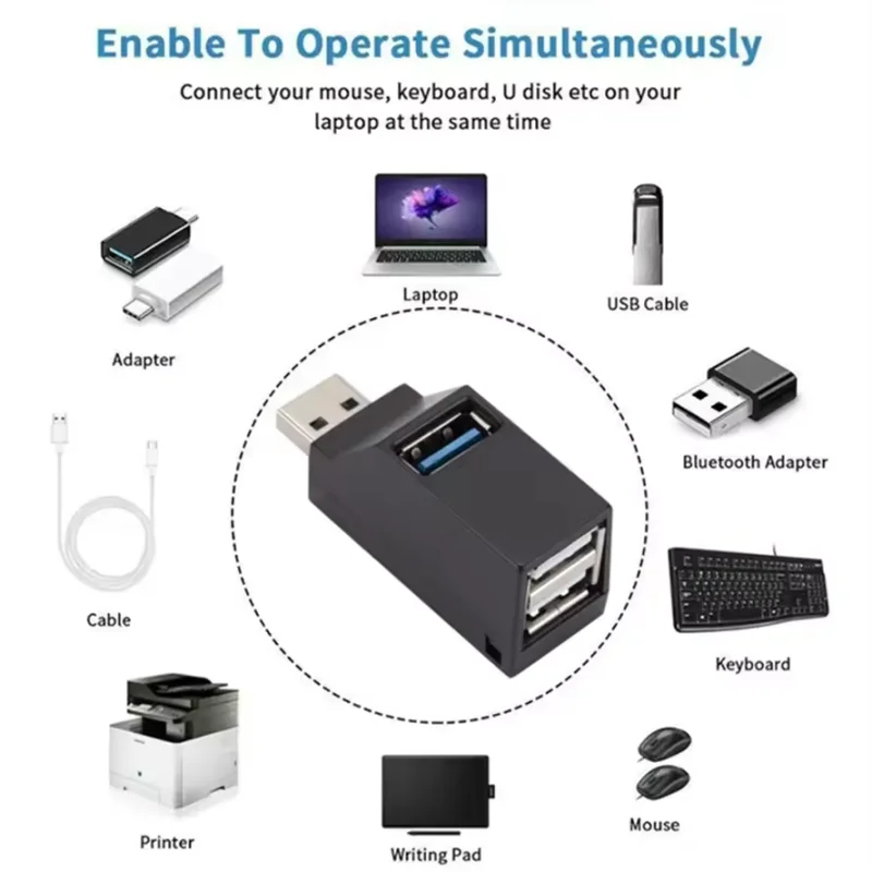 Para pc portátil usb 3.0 hub adaptador extensor para leitor de cartão usb 3.0 de alta velocidade usb 2.0 mini divisor caixa 1 a 3 portas compatibilidade