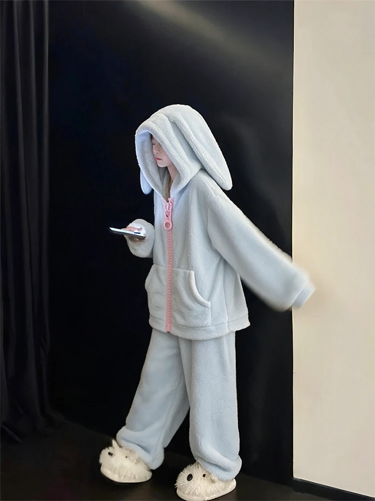 pigiama-da-donna-in-pile-corallo-con-cappuccio-e-orecchie-da-coniglio-abbigliamento-da-casa-in-flanella-spessa-pantaloni-a-gamba-dritta-a-maniche-lunghe-per-autunno-e-inverno