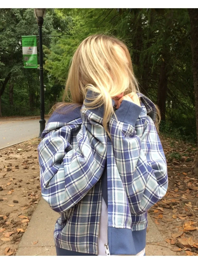 

Y2k Ретро клетчатый принт Fairy Core модная унисекс трендовая толстовка с капюшоном в стиле панк Harajuku осень-зима винтажная повседневная куртка универсальная эмо