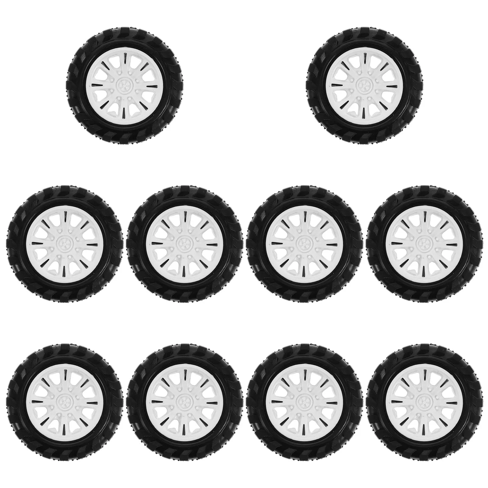 

10Pcs Car Wheels Accessories Sleek Color Replaceable Rc Car Tires for DIY Vehicle Crafts and Assembly Toy Wheel Replacements