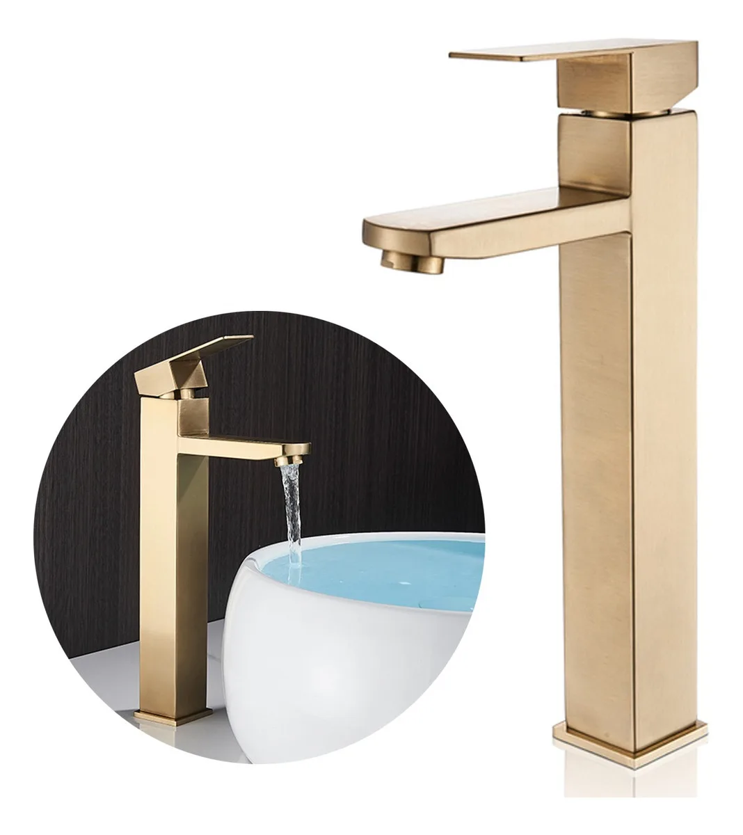 Bathroom Faucet Single Control Sink High Stainless Steel Golden Sink Brinovar