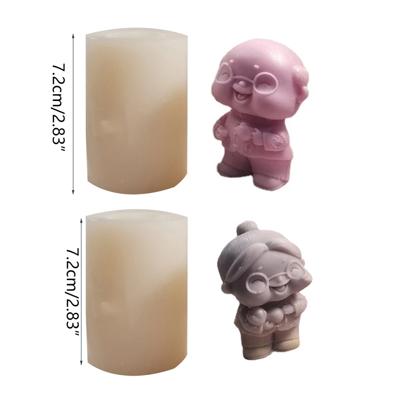 Silicone Old Man Mold Birthday Cakes Decorations Fondant Mold Cartoon Elderly Man Epoxy Resin Mould Table Home Ornaments F1CC