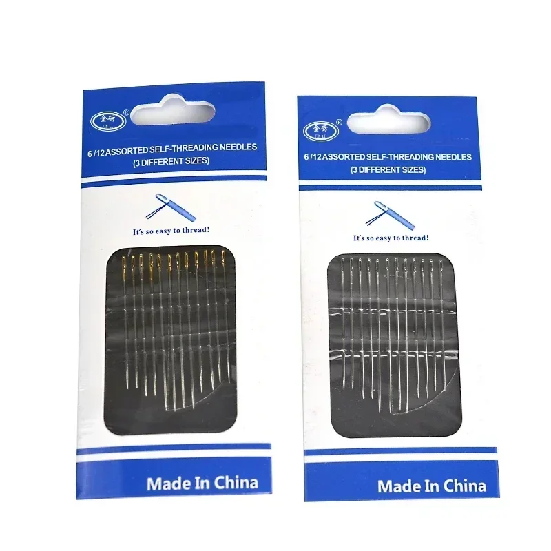 12/24/48 قطعة متعددة الحجم الإبر أعمى الذاتي خيوط الفولاذ المقاوم للصدأ DIY بها بنفسك التطريز الخياطة سريعة التلقائي خيوط إبرة دبوس
