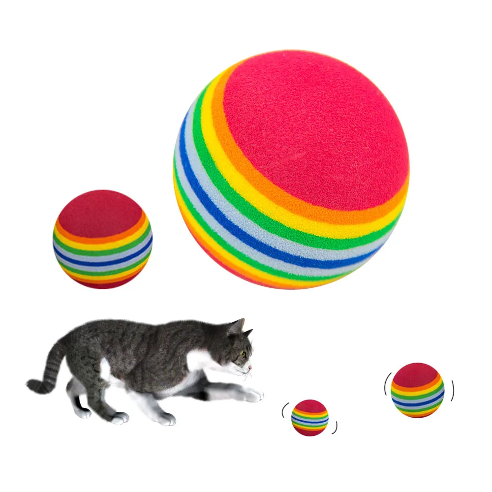 Rainbow Cat Ball Toy For Cat Toys Interactive Pet Kitten Scratch Natural Colorful EVA Foam Ball Training Cat Supplies Product