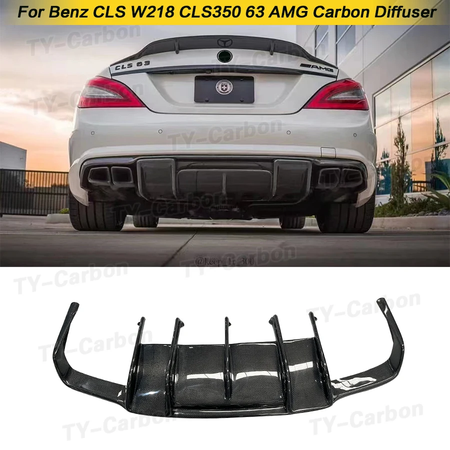 

Reral Carbon Fiber Rear Bumper Lip Diffuser For Mercedes Benz CLS Class W218 CLS350 CLS63 AMG 2011-2014 Fins Shark Diffuser FRP