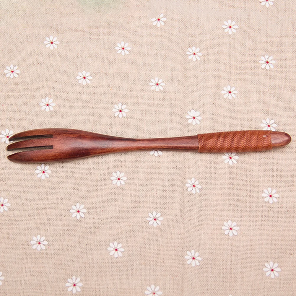 

Handmade Natural Wooden Fork Three Teeth Kitchen Wood Fork Long-Lasting for Meals Outdoor Camping Travel Gift