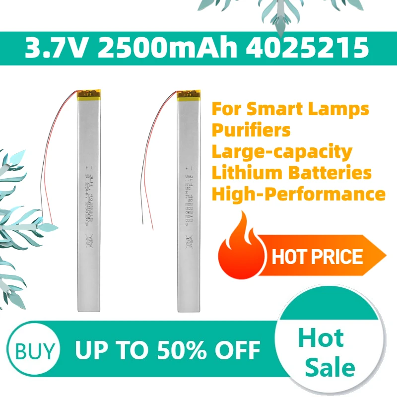 

New Polymer Lithium Battery 3.7V 2500mAh 4025215 for Smart Lamps Purifiers Large-capacity Lithium Batteries High-Performance
