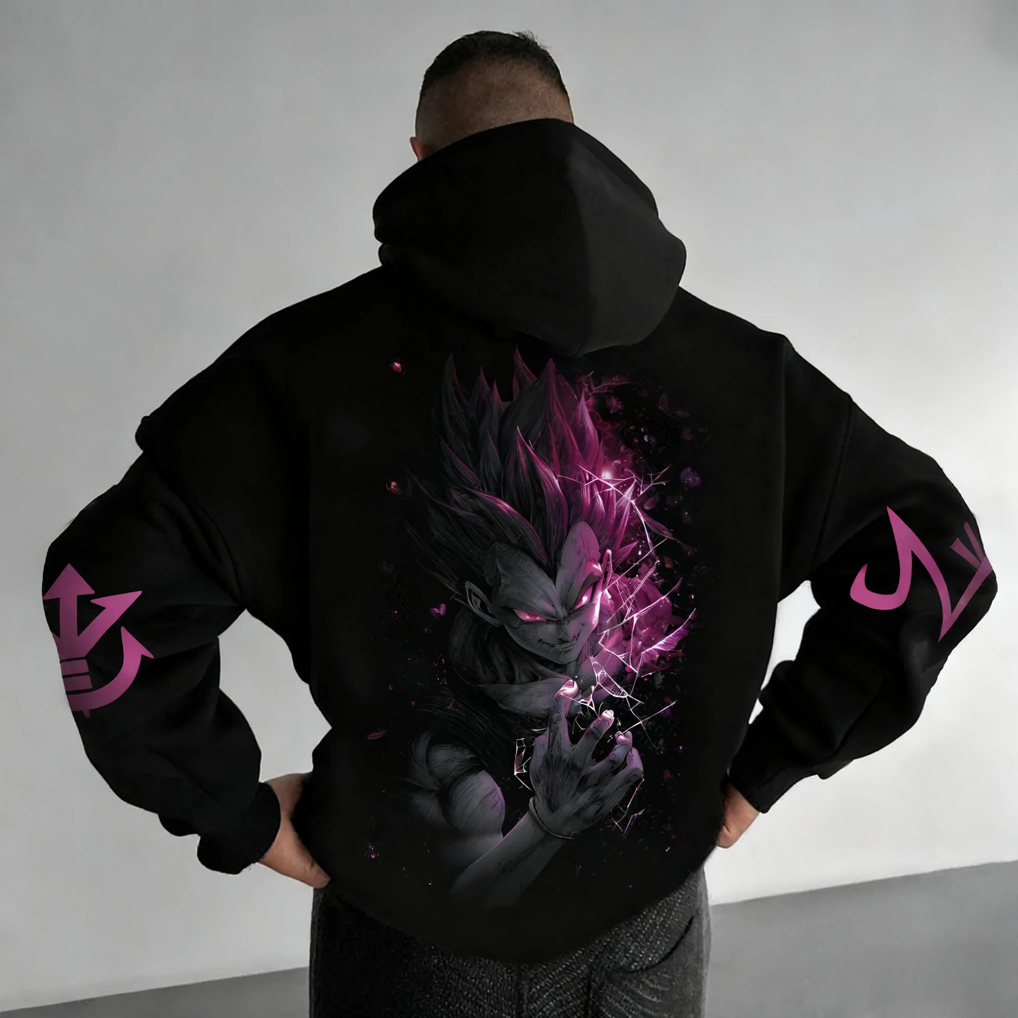 

Толстовка с капюшоном в стиле аниме Dragon Ball, мужская и женская осенне-зимняя новинка Harajuku, универсальный повседневный свободный топ больших размеров для родителей и детей