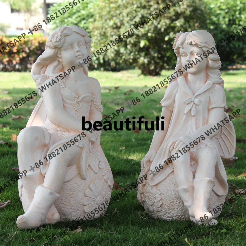 European garden balcony decorative sculpture flower fairy statue door figure floor ornament