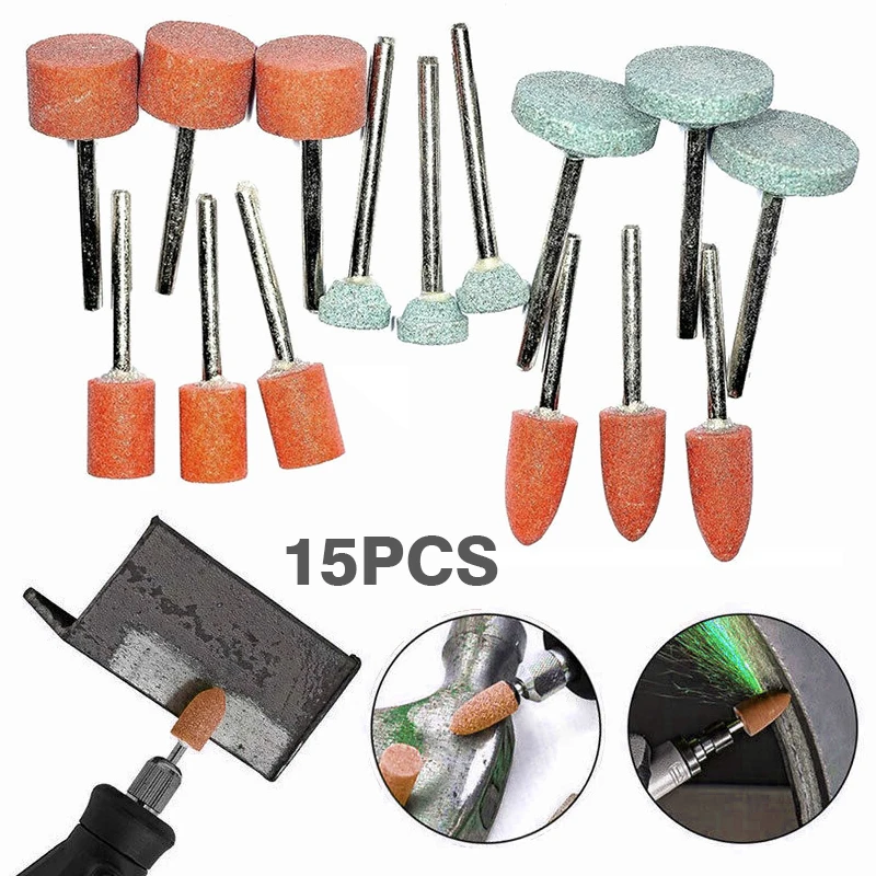 New 15pcs/Set Ceramic Stone Polishing Grinding for Rotary Die Grinder Drill Bit Tool