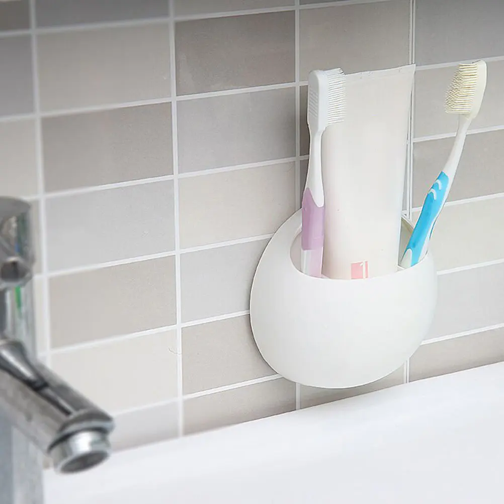 Suction Cup Toothbrush Holder Organizer Wall Mounted for Toothbrush Toothpaste Facial Cleanser Mascara Smooth Surface Mirror