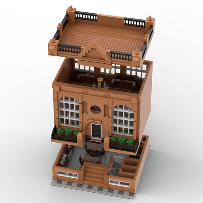 مدينة شارع عرض نموذج MOC قوالب بناء الكنيسة المعمارية القديمة وحدات التكنولوجيا الأطفال هدايا العيد تجميع اللعب البدلة