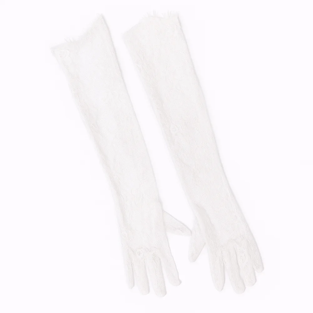 

1 Pair Long Length Lace Gloves Transparent Hollow Out Bridal Gloves Sheer Fabric Thin Material Party Gloves Bridal Wedding