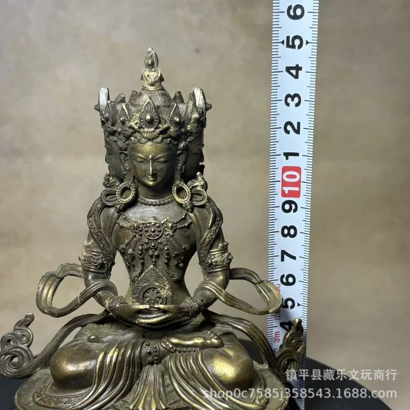 Antique Collection Large Four-Faced Buddha For Home Worship, Guanyin Peace Statue, Religious Figurine Ornament