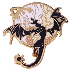 Fourth Wing Enamel Dragon Bookish Gold Lapel Pins Fantasy Book Sky Dragon Metal Gothic Style Brooch