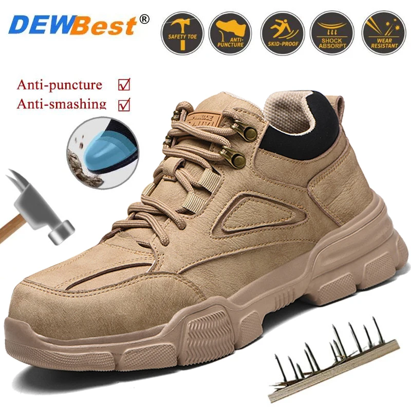 

New men's four seasons safety shoes anti-stabbing safety shoes anti-smash steel head wear-resistant protective work shoes