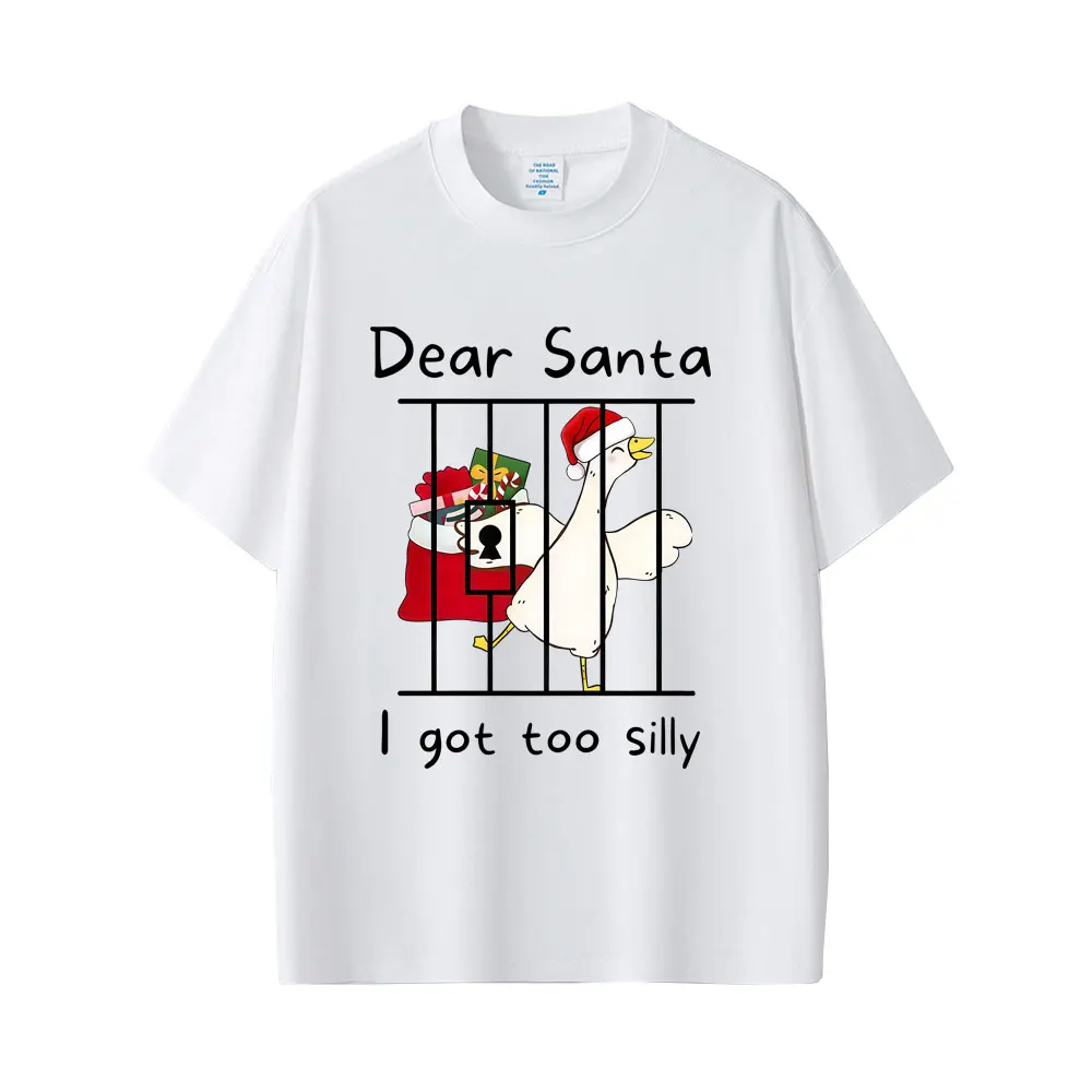 

2026, весна-лето, дорогой Санта, я слишком глуплый гусь, забавная футболка с мемом, повседневная хлопковая винтажная футболка с коротким рукавом