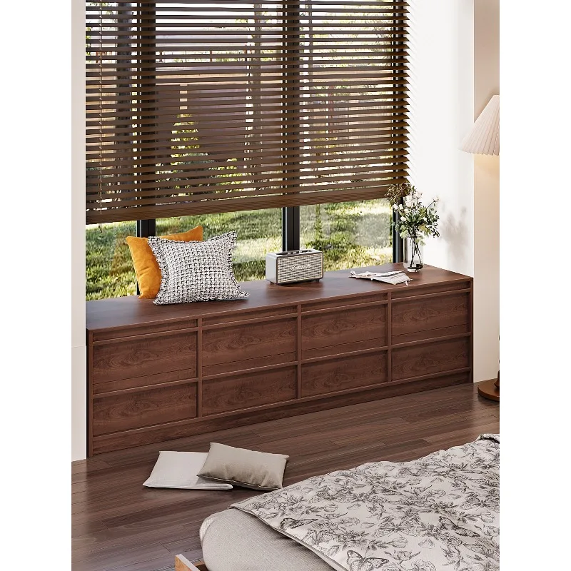 Second-hand window sill drawer solid wood bay window cabinet storage cabinet, household balcony utility cabinet