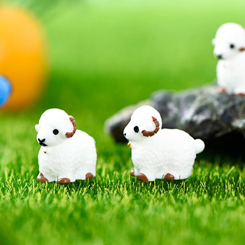 20 Pcs Imitation Sheep Ornament Decor Miniature Fairy Gardens Accessories Supplies Small Animal Figurines