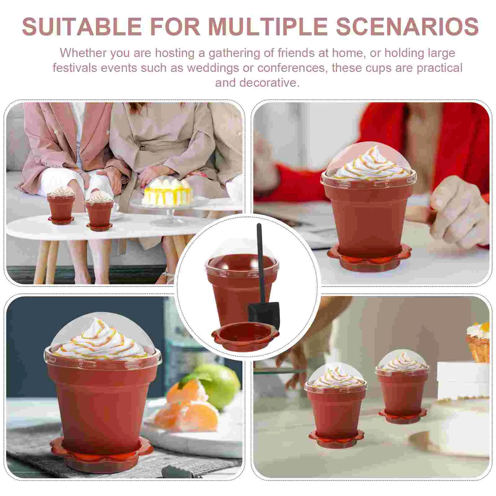 25 Sets Condiment Cup Planter Cake Cups Dessert Mousse Serving Dip The for Party Cupcake with Lids