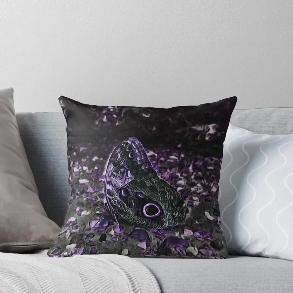 Smoky Purple Butterfly Throw Pillow Marble Cushion Cover Elastic Cover For Sofa pillow