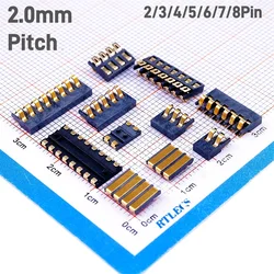 SMT Spring Battery Connector Male Female Contact Gold Power Charge Surface Mount PCB Modular 2.0mm Pitch 2 3 4 5 6 7 8 Pin