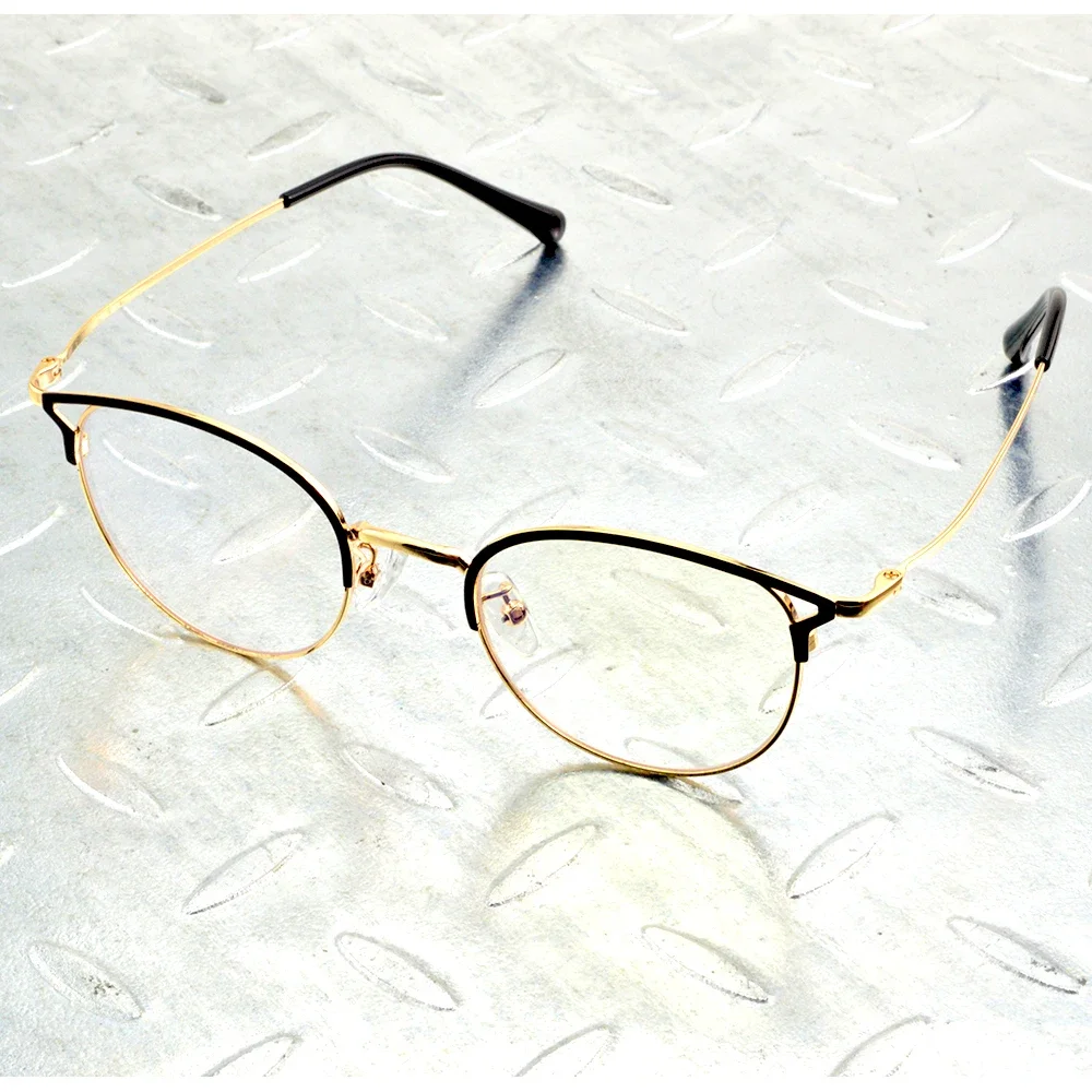 

Titanium Alloy Round Black N Gold Women Hollow Exquisite Hinge Comfort Pads Optical Glasses Frame Eyeglasses Eyeframe Eyewear