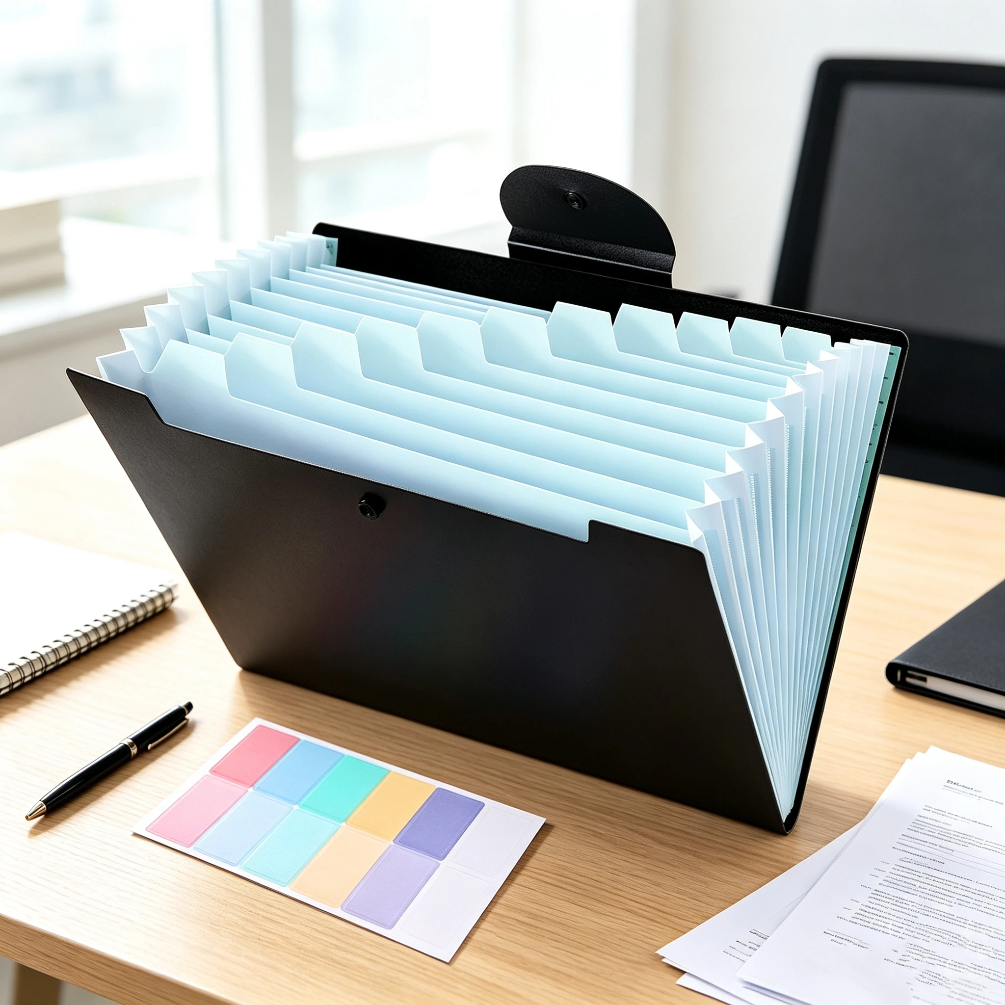 12 Grid A4 Expandable File Folder Multi-layer PP Document Storage Bag Color Label Classification Accordion Folder Organization