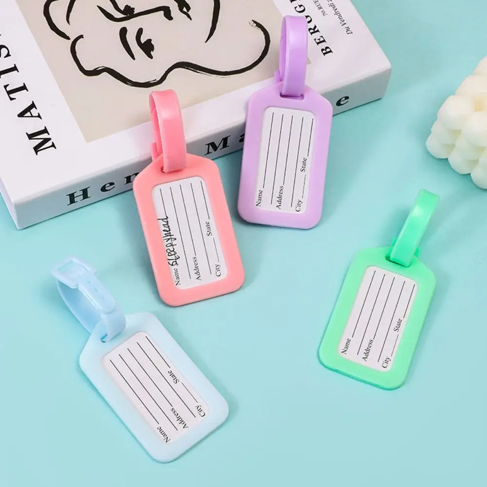 

Macaron Color Name Luggage Tag PVC Solid Color Airplane Suitcase Tag Travel Accessories Baggage Name Tags Boarding Pass Men