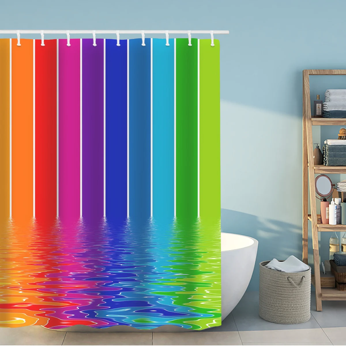 

Gradient Bath Curtain Waterproof Polyester Rainbow Printed Decorative Shower Cover Fashion Bathroom Home Curtain