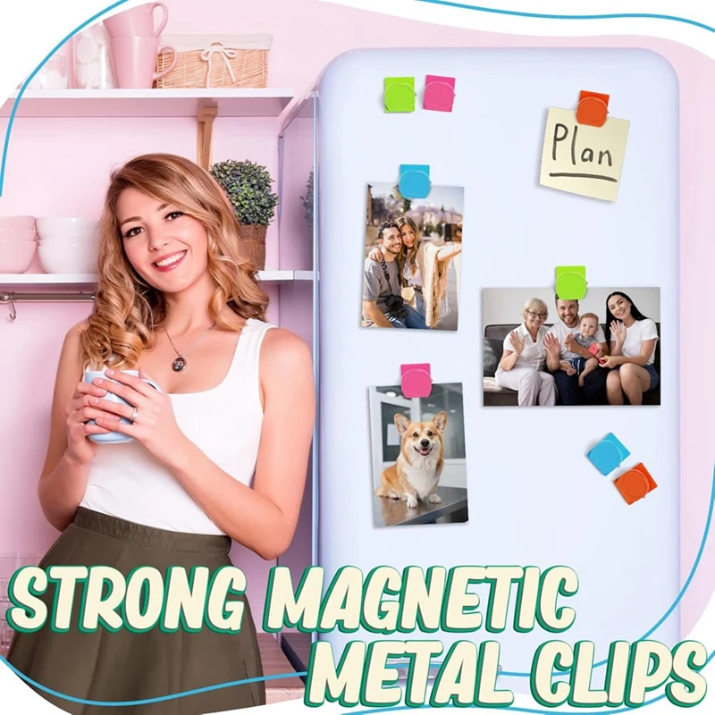 EF-Magnetic Clips, 24 Pcs Fridge Magnet Whiteboard Magnets, Metal Clips Refrigerator Magnets, Magnet Clips