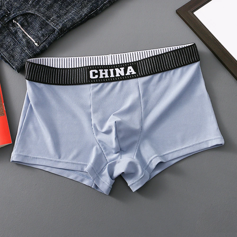 

Sexy Mens Stripe Briefs Low Rise Underwear Fashion Breathable Trunks Shorts Convex Pouch Underpants Sleep Bottoms Panties