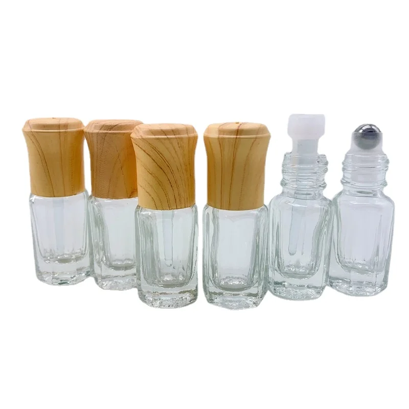 20pcs Arabian Oud Oil Tester Bottles for Essence Perfume with dropper Stick Stainless Steel Roller Ball Fake Wooden Cap P337