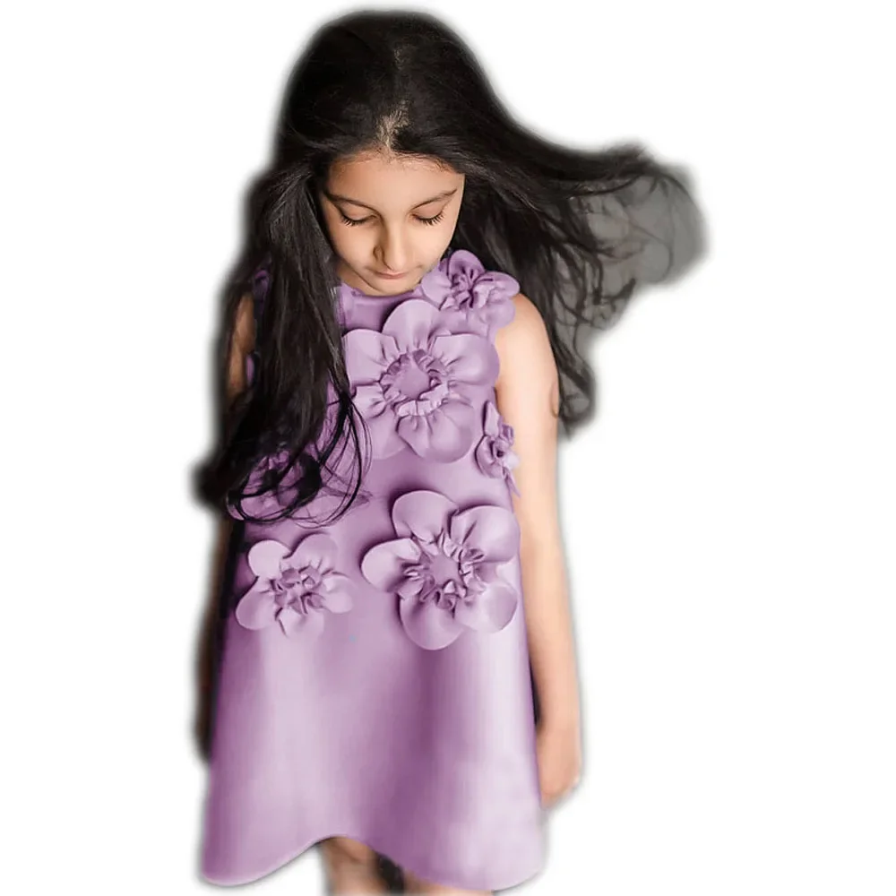 Jyy violeta flor menina vestido de princesa vestido de baile adequado para igreja feriado beleza concurso aniversário casamento traje vintage