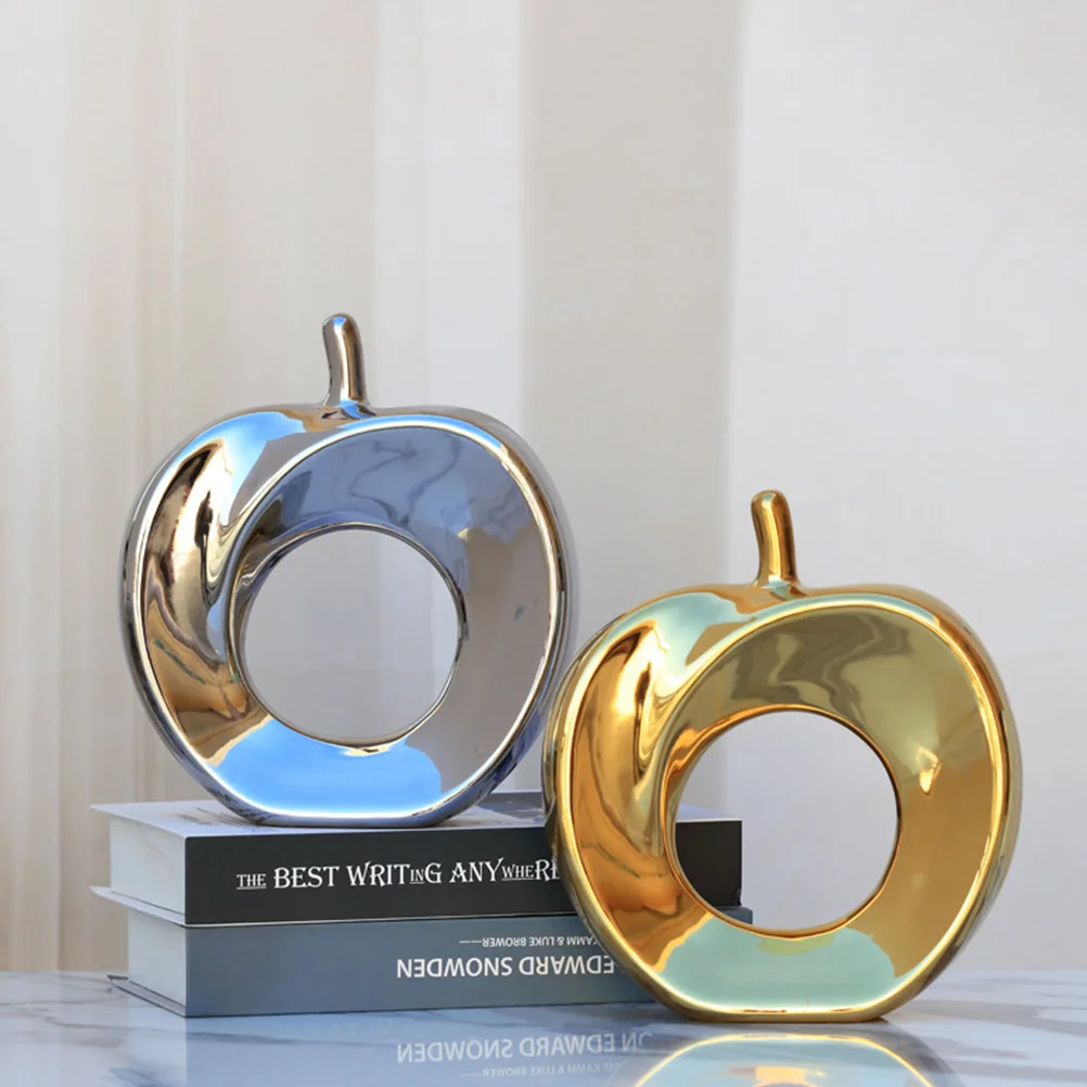 

Apple Shaped Desktop Decoration Ceramic Delicate Crafts Table Ornament Home Adornment Golden Handmade Exquisite Workmanship