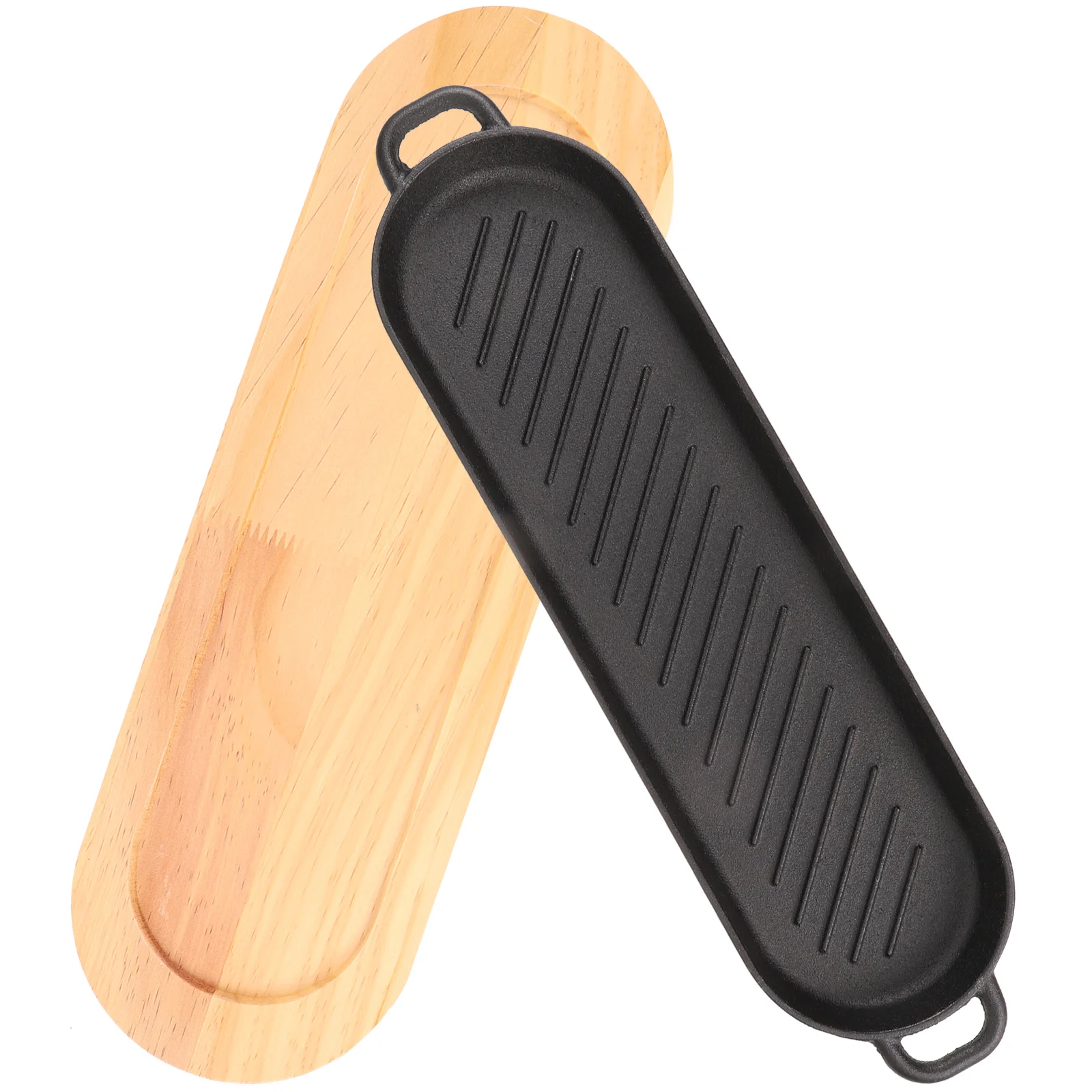 

Cast Iron Steak Pan Double Ear Grilled Plate Non-Stick Thick Cooking Pan For Home Restaurant Stovetop Grill Serving Plate With