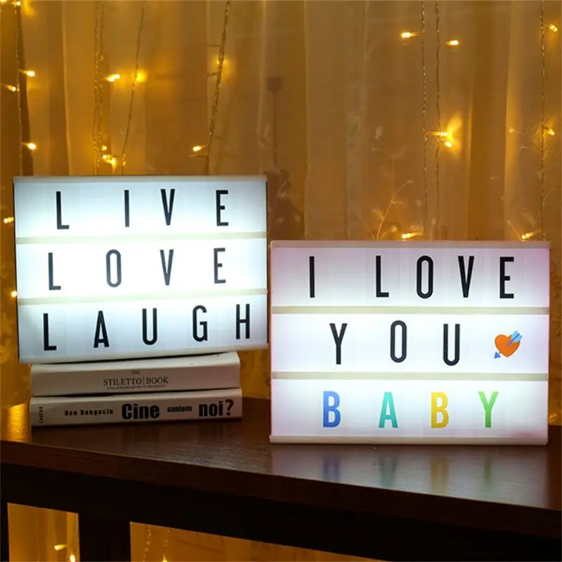 Luce a LED Scatola luminosa Lettere Numero Carte Cinema fai da te Simboli scatola luminosa Matrimonio Decorazioni natalizie Cartoline senza scatola