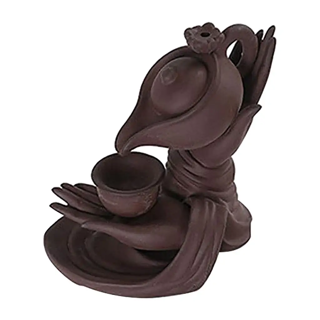 Buddha Hand & Teapot Shaped Incense Cone Burner Holder Waterfall Backflow Home Meditation Rooms Decor view 2