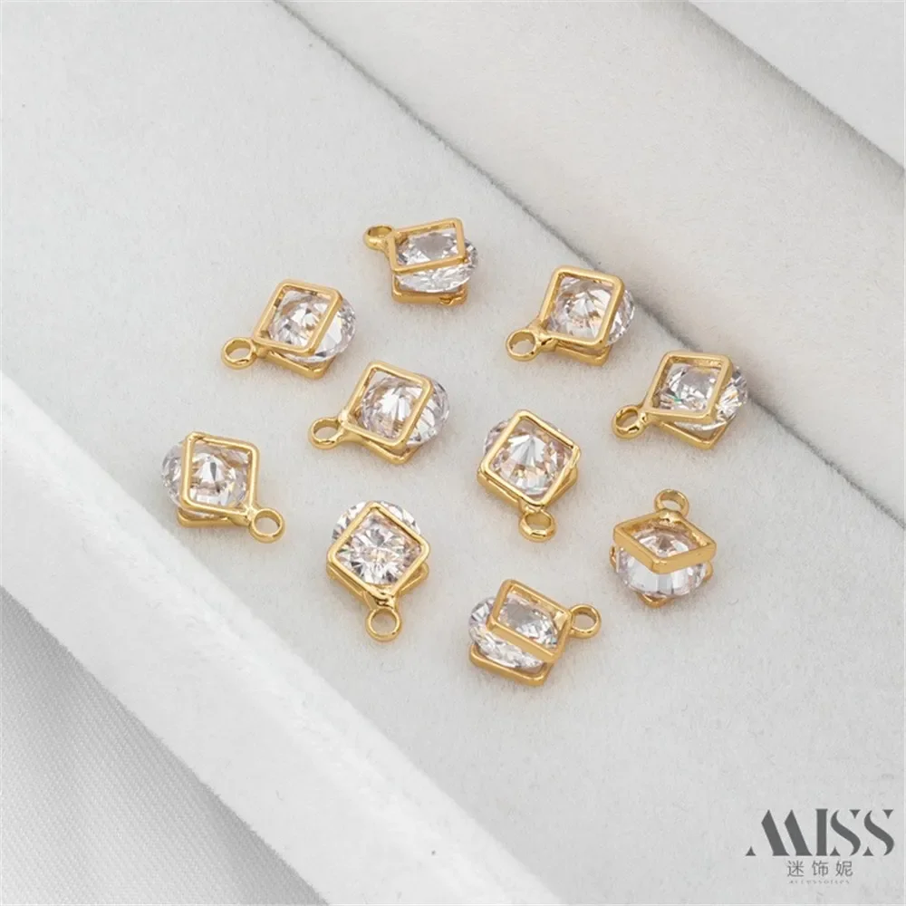 14K Bag Gold Inlaid Zirconium Sandwich Geometric Pentagram Love Flower Pendant DIY Accessories Handmade Jewelry