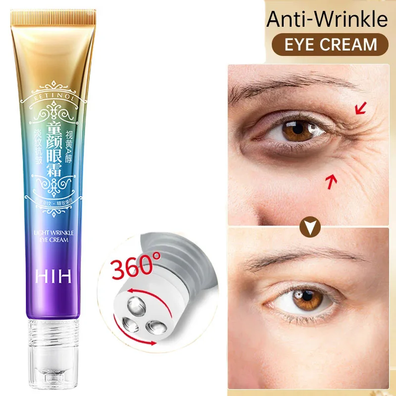 Retinol A Anti-Wrinkle Eye Cream Fades Fine Lines Anti Dark Circles Eye Serum Remove Eye Bags Puffiness Roller Massager Eye Care