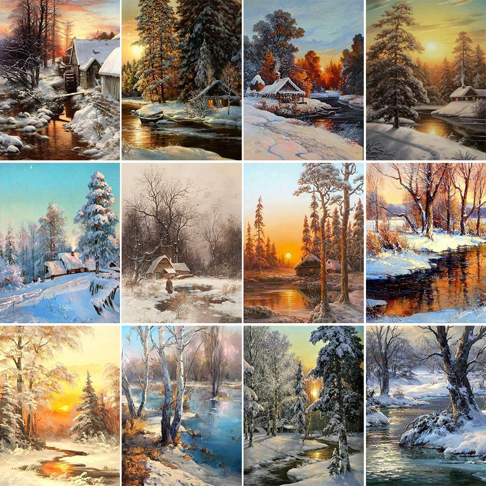 

Coloring By Numbers Adults Number Drawing Wall Art Painting Snow Sunset Landscape Canvas Picture For Living Room Home Decor