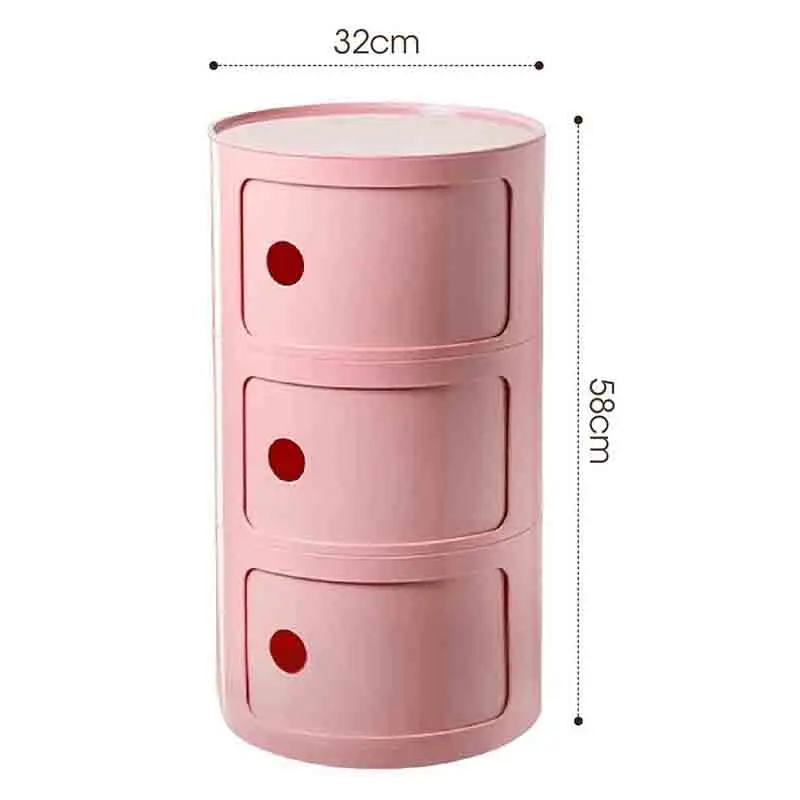 Bedside Table with Drawers Small Round Side Table Storage Cabinet Plastic Side Cabinet Nightstand for Bedroom Living Room image 6