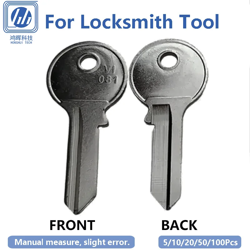 5-100Pcs/Lot VI080 Pure Copper Key Blank Uncut Blade Civil Door Lock Replace Spare Key for Locksmith Duplication 26.5x9x2.0mm