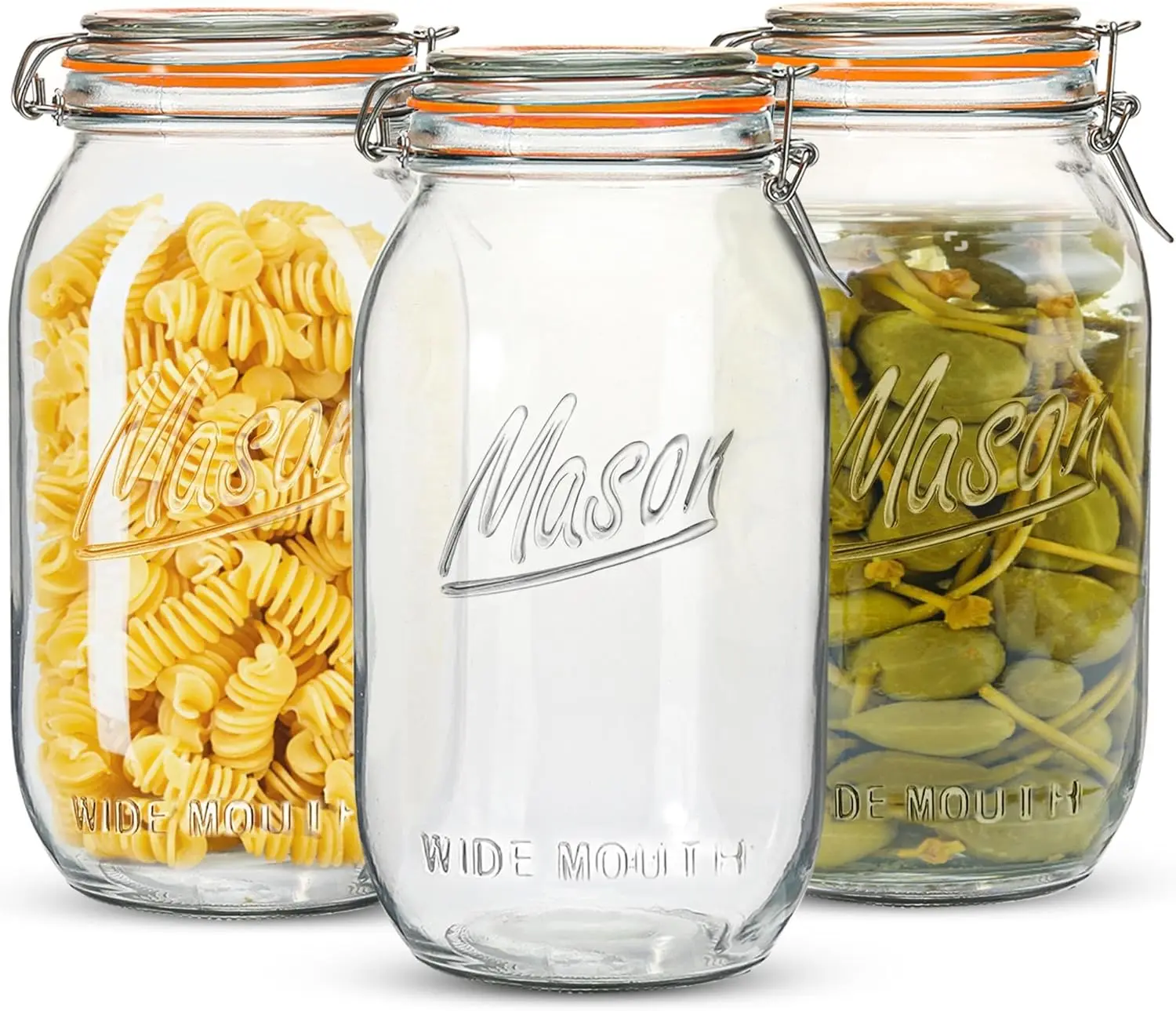 

Wide Mouth Jars 64 oz 3 Pack Half Gallon Glass Jar with Airtight Lids, Large Jar with Scale Mark Food Storage Canning J