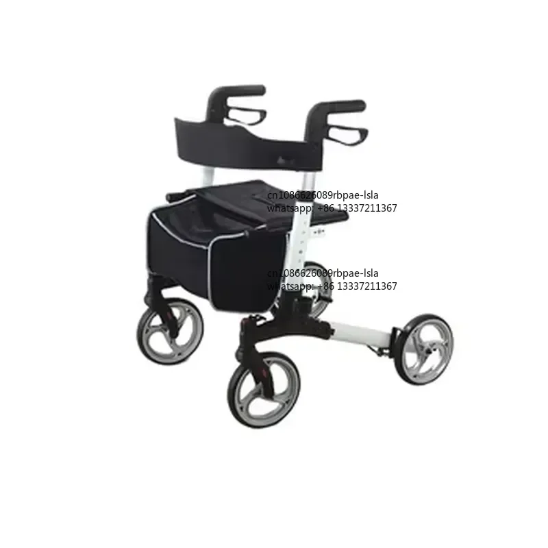 Aluminum Rollator 8 PVC Wheels One Touch Locking Lop Brake System Mesh Cloth Seat