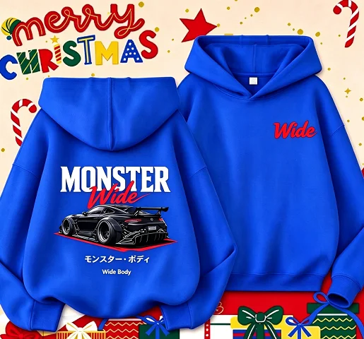 Children's Monster Sports Car Printed Hooded Sweater, Comfortable, Soft, Casual and Versatile, Can Be Used As A Christmas Gift